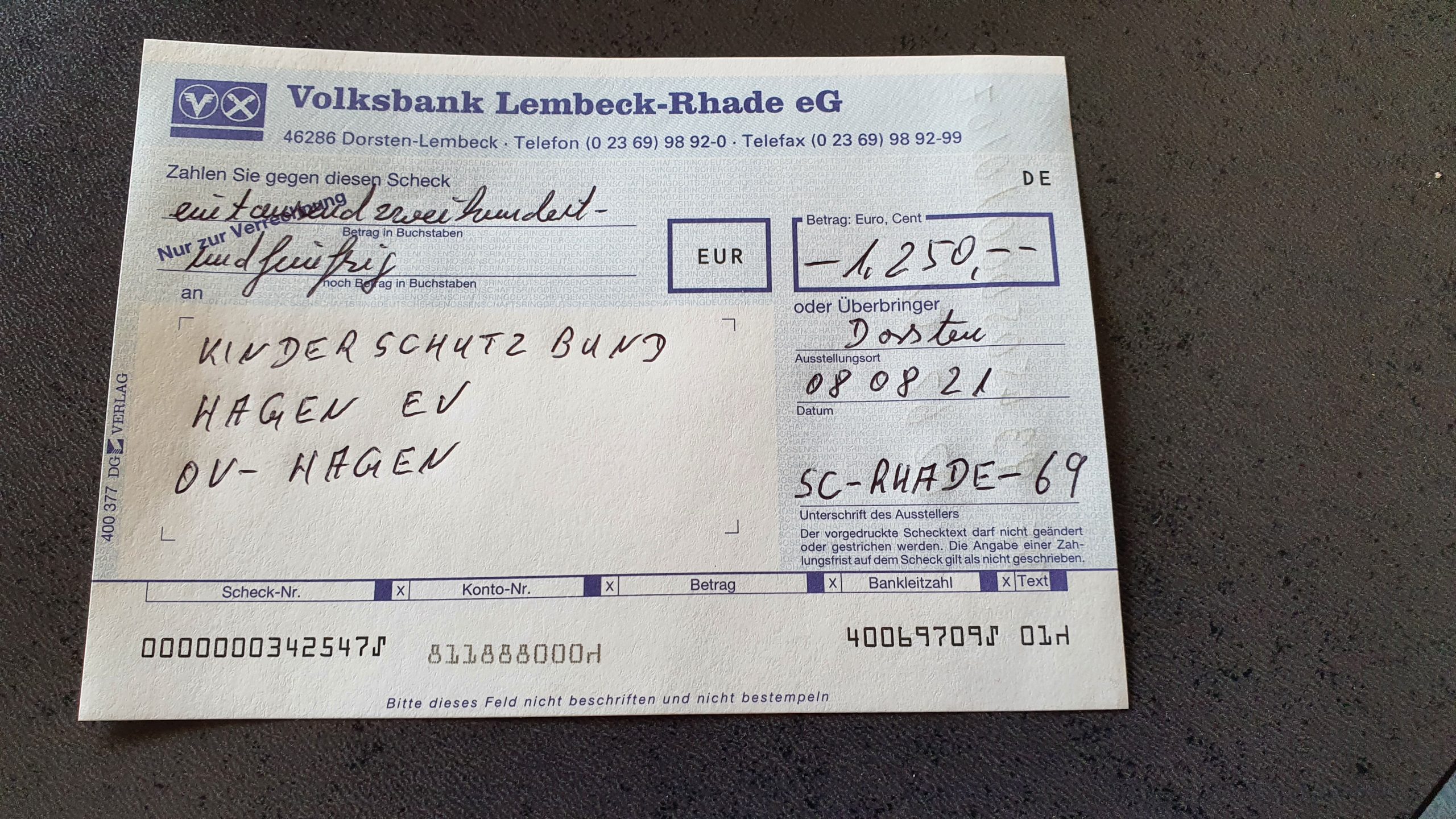 Spendenaktion ging mit einem Preisskat zuende…